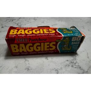VTG 1970s Alligator Baggies Sandwich Bags  Rare Free Pantyhose Offer Retro Prop